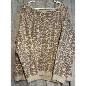 Knox Rose XXL Leopard Print Sweatshirt Pullover Long Sleeve Top‎ Comfy
